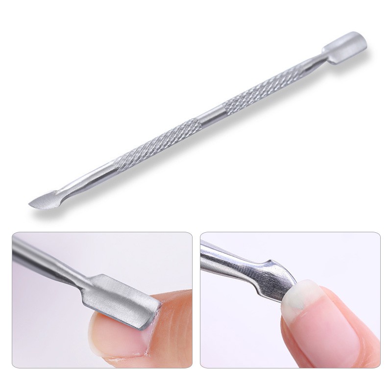 1 Set Nail Art Cuticle Nipper Pusher Gunting Pengelupasan Stainless Steel