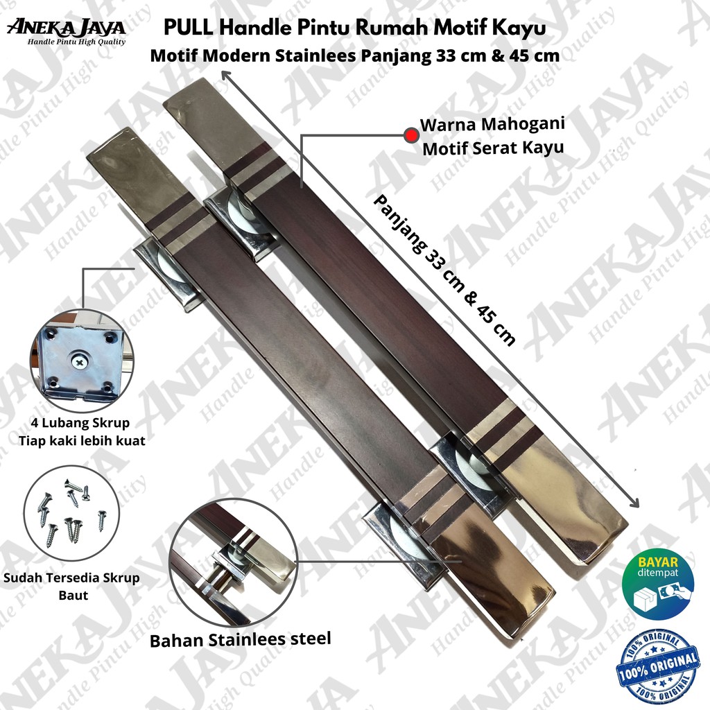 Handle pintu rumah stainlees panjang 33 cm &amp; 45 cm | Gagang Pintu rumah | Tarikan Pintu rumah murah