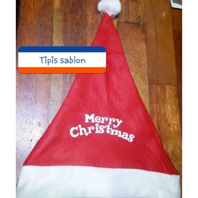 Topi natal santa sablon merry christmas natalan murah grosir