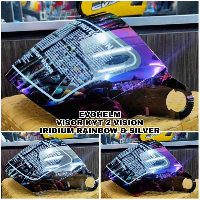 VISOR IRIDIUM KYT 2 VISION PNP INK CX22 KYT 2VISION MERK CLEAR ORIGINAL SILVER RAINBOW