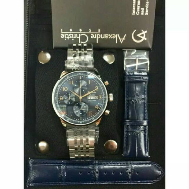 JAM TANGAN PRIA ALEXANDRE CHRISTIE AC 6492 SILVER PLAT BLUE