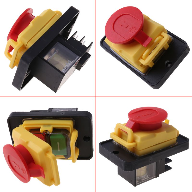 Gro KJD12 250V 4Pin Waterproof Start Stop No Volt Release Pushbutton Switch
