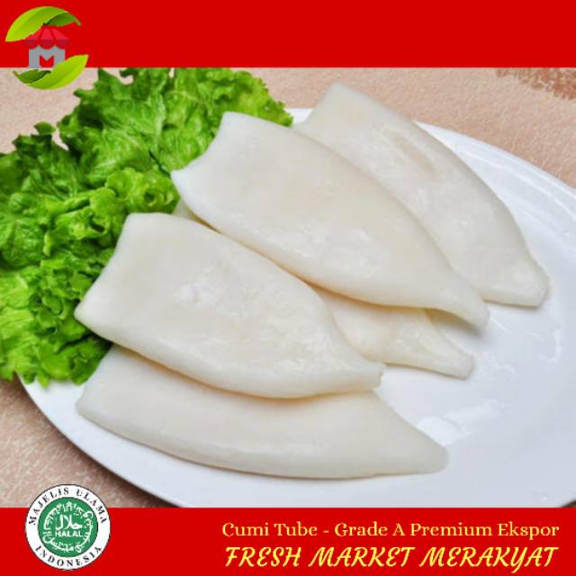 Cumi Kupas Tube Frozen 1kg 10-12 Grade A Kualitas Premium Ekspor