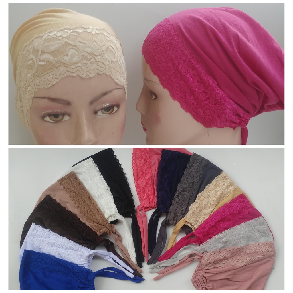 ciput turki renda kaos/ kombinasi renda daleman jilbab renda ciput renda tali by Alfhara collection