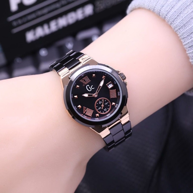 TERLARIS Promo Jam Tangan Wanita Guess Collection GC Detik Tanggal Aktif Tali Rantai Fashion Cewek