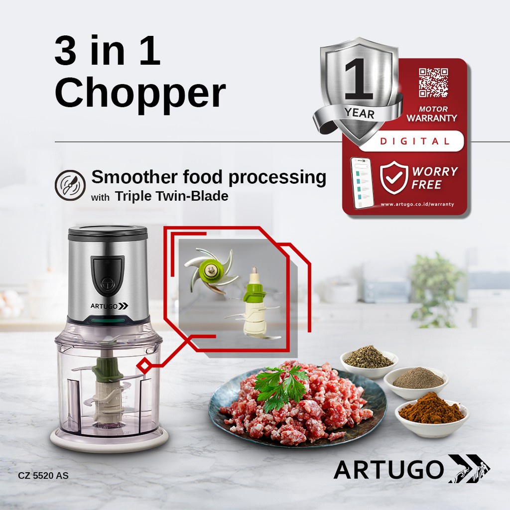 ARTUGO FOOD CHOPPER CZ 5520 AS 3 in 1