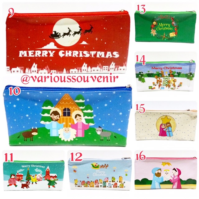 Christmas Case Tempat Pensil Souvenir Natal Christmas Sekolah Minggu Cosmetic Pouch Tempat Kosmetic