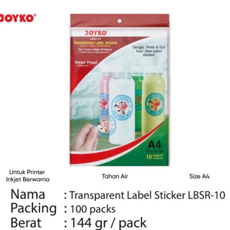 

JOYKO TRANSPARENT STICKER LABEL STIKER PLASTIK BENING TRANSPARAN