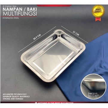 SB168 Nampan Stainless Persegi / Nampan Baki Stainless Ukuran 32cmx22cm