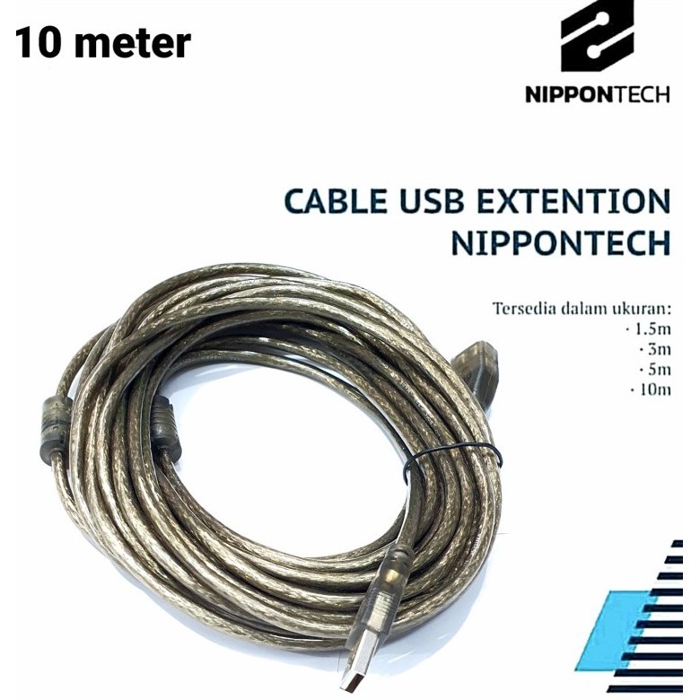 Kabel usb Extentsion transparan 10meter nipontech