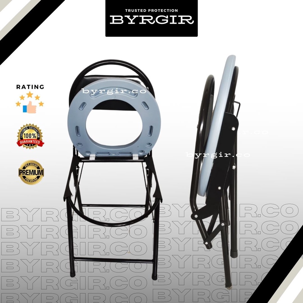 BYRGIR Kursi Toilet Duduk Bangku BAB/BAK Commode Chair Lipat Ringan Mini Lansia Portable Chair WC Tanpa Roda Praktis Good