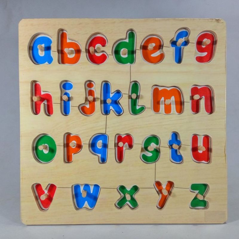 Puzzle Huruf Alfabet Kecil Knop (Tangkai)
