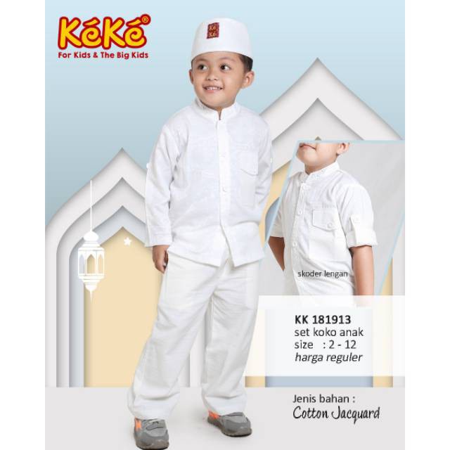 COD KOKO ANAK PUTIH KEKE KK 181913/SETELAN BAJU KOKO ANAK PUTIH LENGAN PANJANG/SETELAN KOKO ANAK KEK