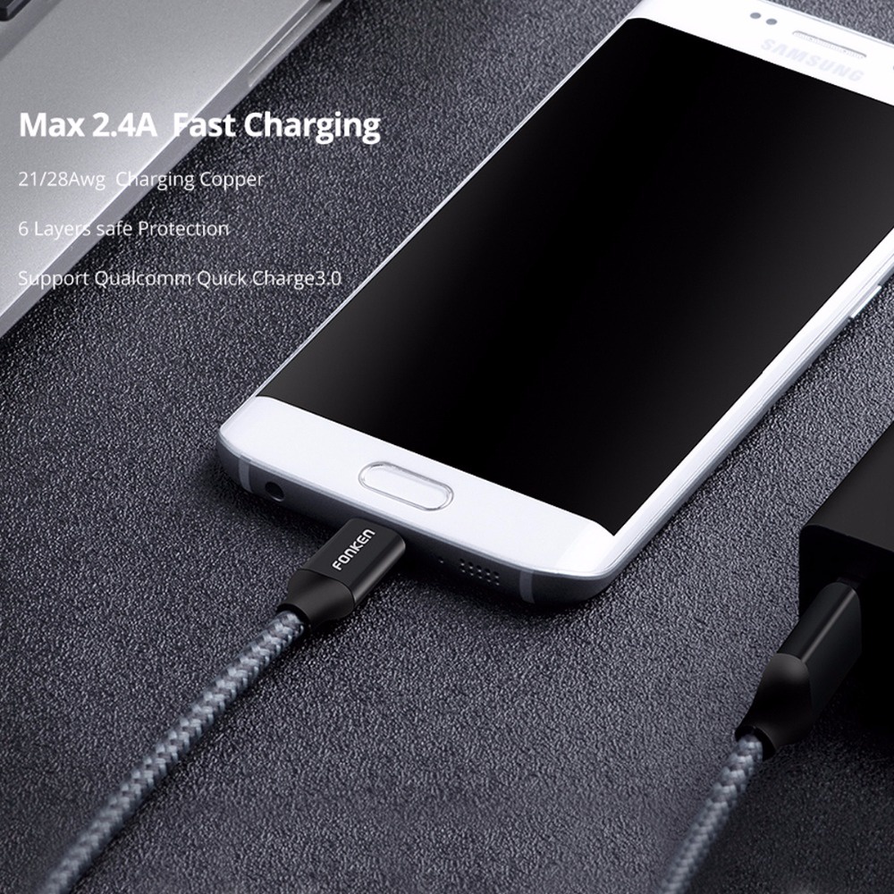 Asli FONKEN Kabel Charger Micro USB 1 Meter Hitam