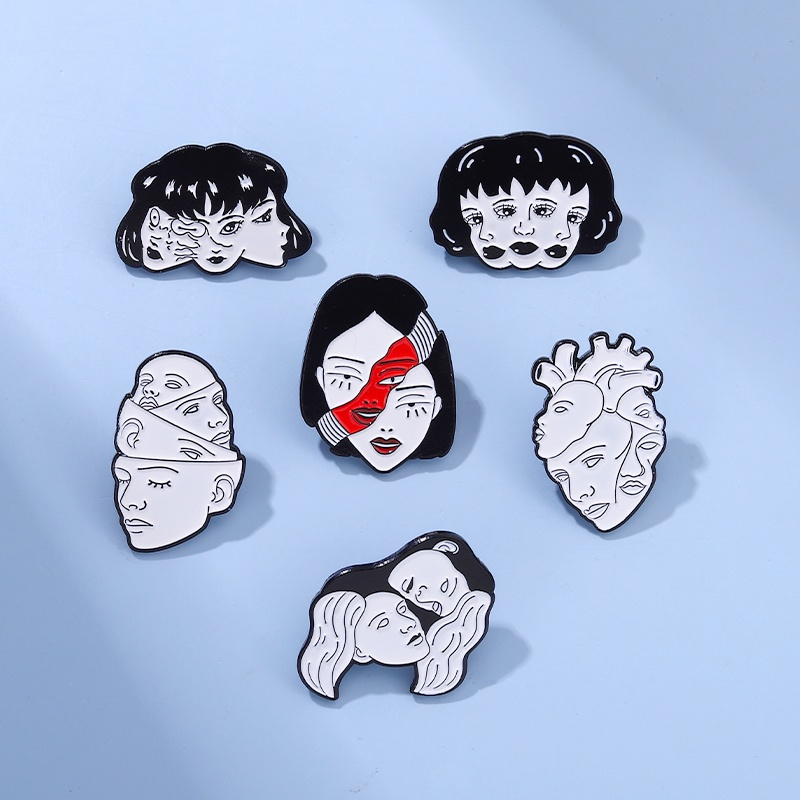 Bros Pin Enamel Bentuk Hati Gaya Punk Untuk Aksesoris Pakaian