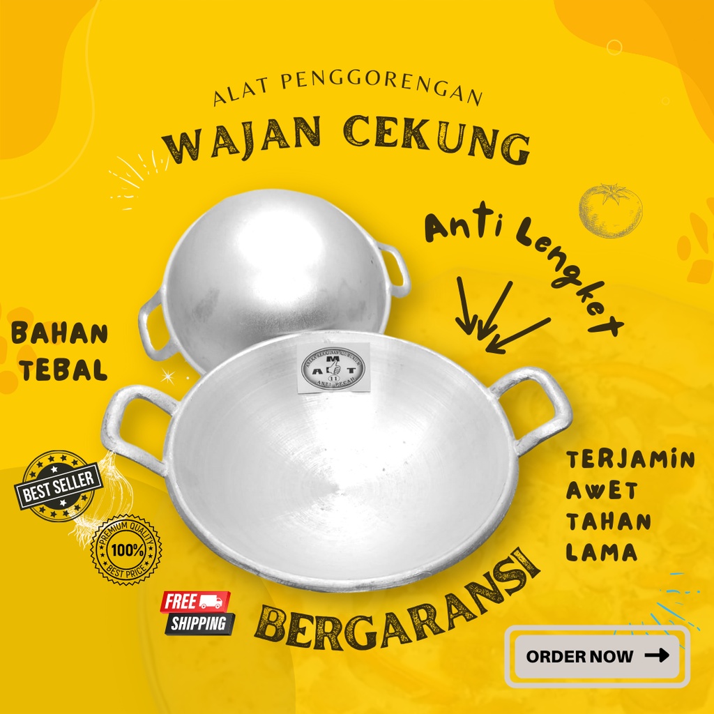 WJNCKG(2)68 - kuali katel wajan kenceng penggorengan wok cekung anti lengket NO 16 18  / wajan murah