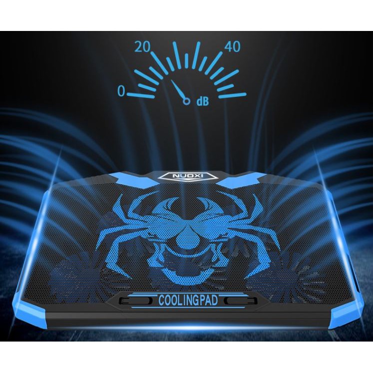 Cooling pad laptop gaming nuoxi 5 fan led adjustable 1500rpm dual usb q-7 q7 - Coolingpad cooler fan