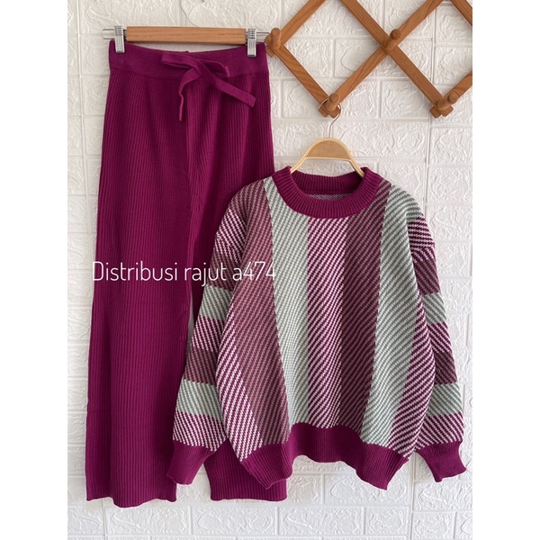 ONESET SETELAN CORA KNITS KULOT DAN ROK