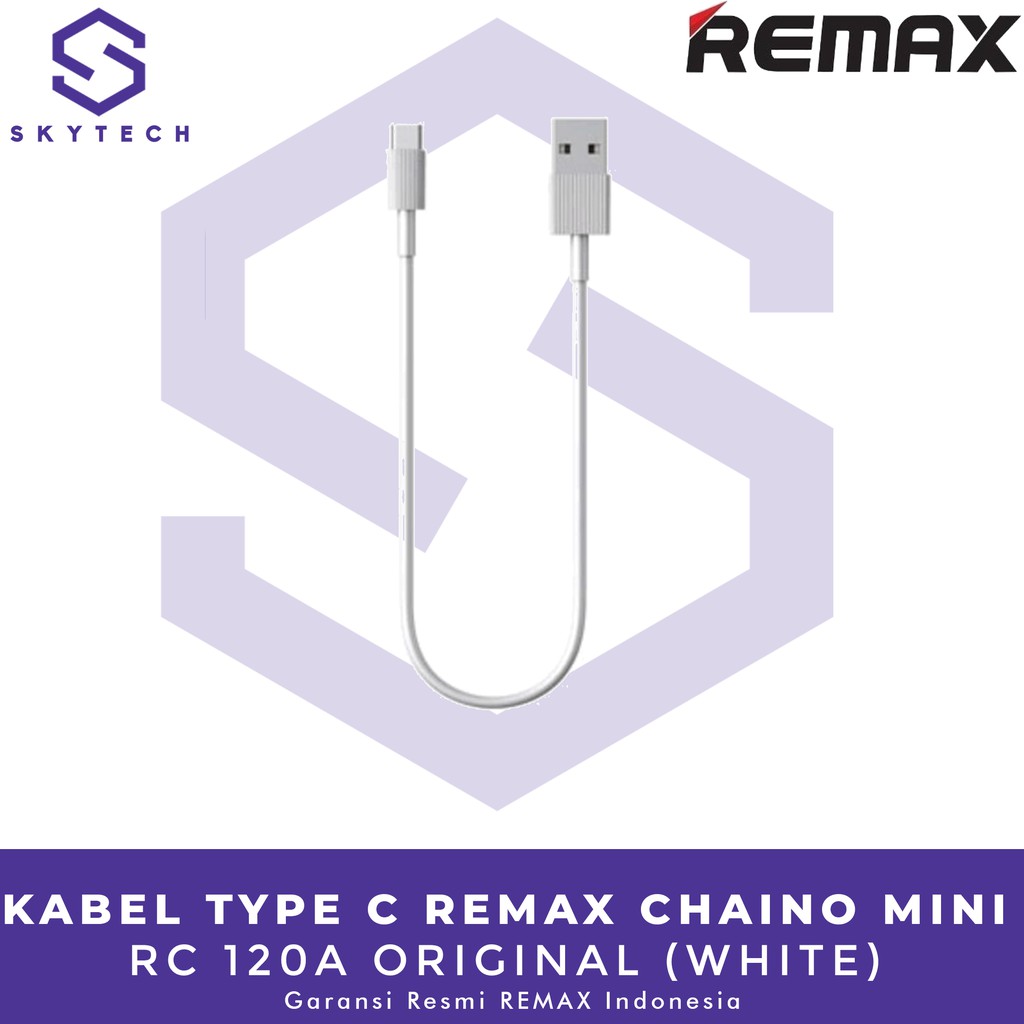 KABEL TYPE C REMAX CHAINO MINI 0,3M WHITE RC 120A ORIGINAL GARANSI RESMI