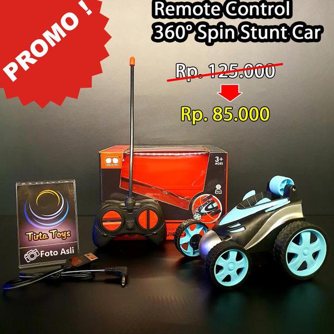 360 DEGREE SPINS STUNT CAR MOBIL REMOTE CONTROL RC USB CHARGING - Biru Muda