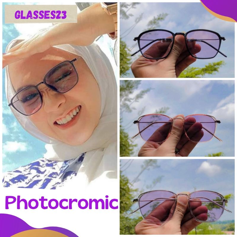 (FREE BOX + LAP) New Arrival Kacamata Photocromic Korea / Anti Radiasi 2 in 1 Photokromik Photocoromic