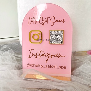 Jual Business Social Media Sign Instagram Acrylic Akrilik Mirror Plaque Plakat Nama Meja Kasir