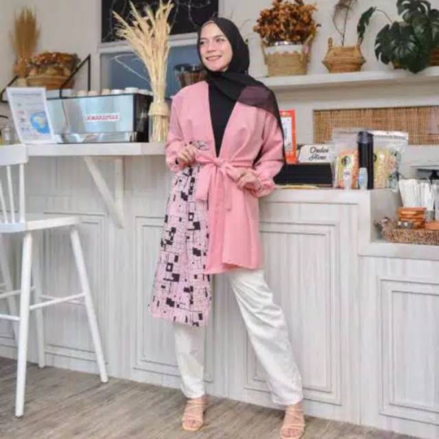 Baju mezkha outer free belt wanita