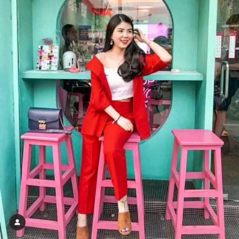 STELAN BLAZER MESYA HS/BAHAN MOSSCREPE TEBAL TEBAL