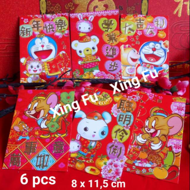 

Harga 6 pcs (1 bungkus) Angpao Hongbao Amplop Imlek Merah Kartun Rezeki 226 Chinese New Year