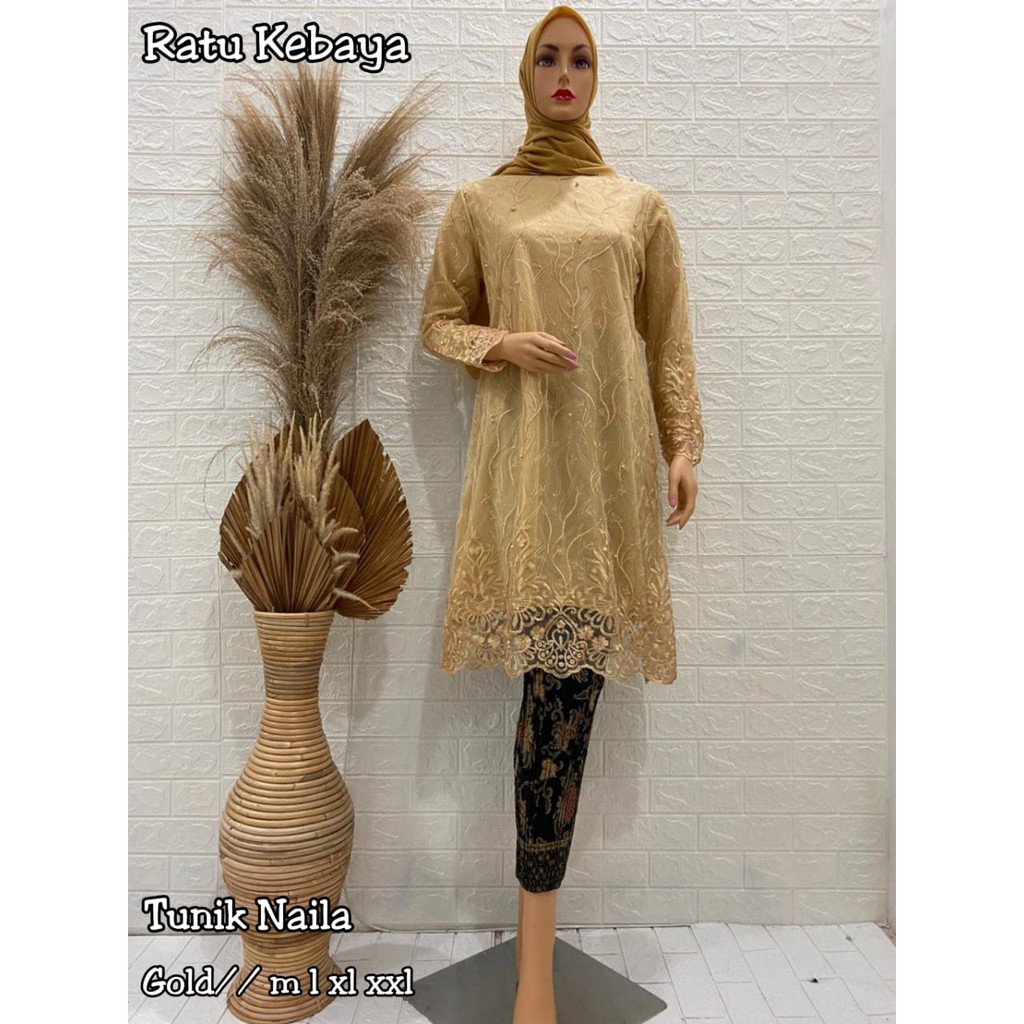 PROMO SET TUNIK TULLE MUTIARA BORDIR NASWA / SET TUNIK TULLE MUTIARA BORDIR / TUNIK KONDANGAN