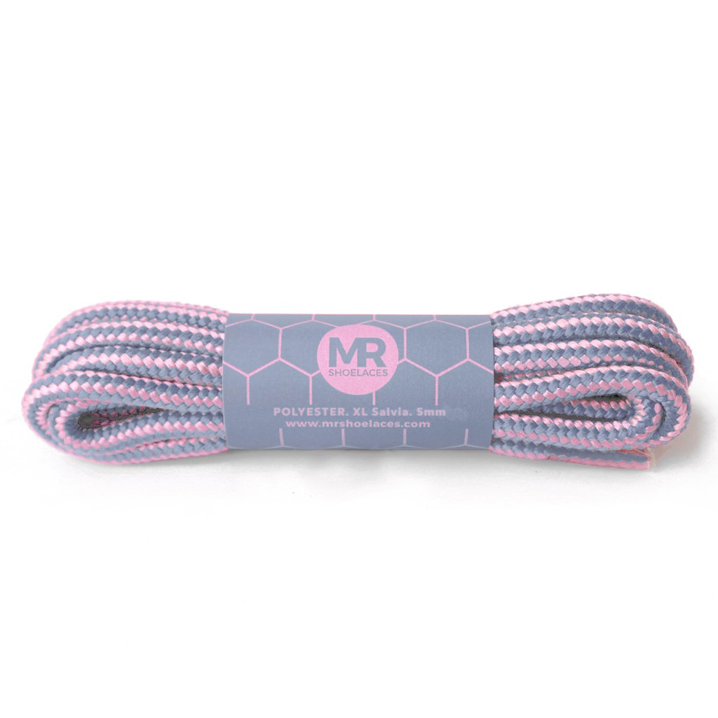 MR Shoelaces CR22 Salvia (Pink Abu) Tali Sepatu Bulat Corak / Motif 5-6mm 70cm 80cm 90cm 100cm 120cm 150cm 200cm - Premium Shoelace