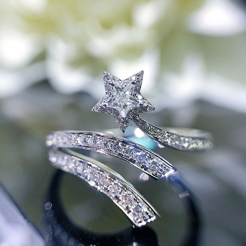 Cincin Moissanite Mewah Untuk Wanita