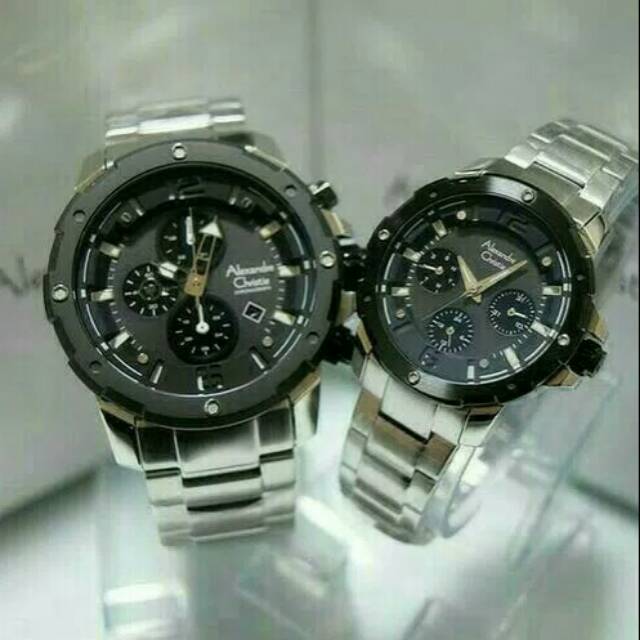 JAM TANGAN COUPLE ALEXANDRE CHRISTIE AC 6410 SILVER BLACK