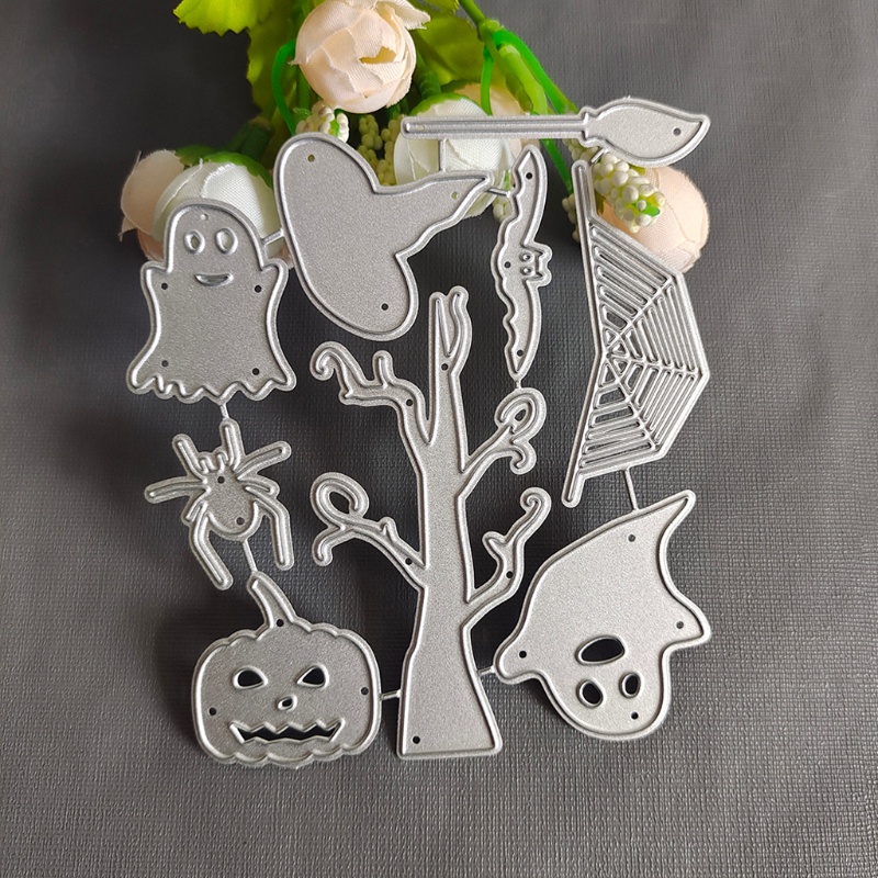 Cetakan Stensil Cutting Dies Motif Halloween Bahan Metal Untuk Scrapbook / Craft DIY / Embossing