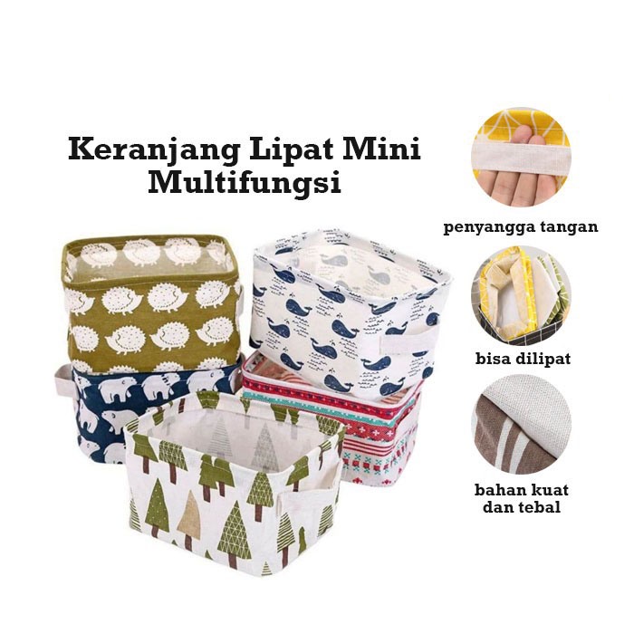 BOX STORAGE MINI KERANJANG MULTIFUNGSI LIPAT TEMPAT AKSESORIS BOX IMPORT Keranjang Lipat Storage Box Organizer Kanvas Kotak Penyimpanan Tempat Wadah Aksesoris Mini Multifungsi Lucu