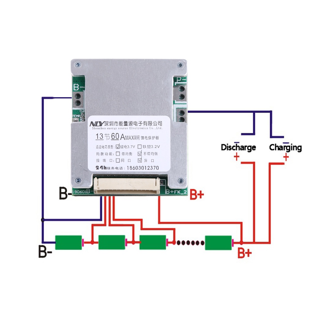 Paket Li-Ion btsg Professional 13seri for Protection Board BMS Untuk Baterai Ternary Manganese Listrik