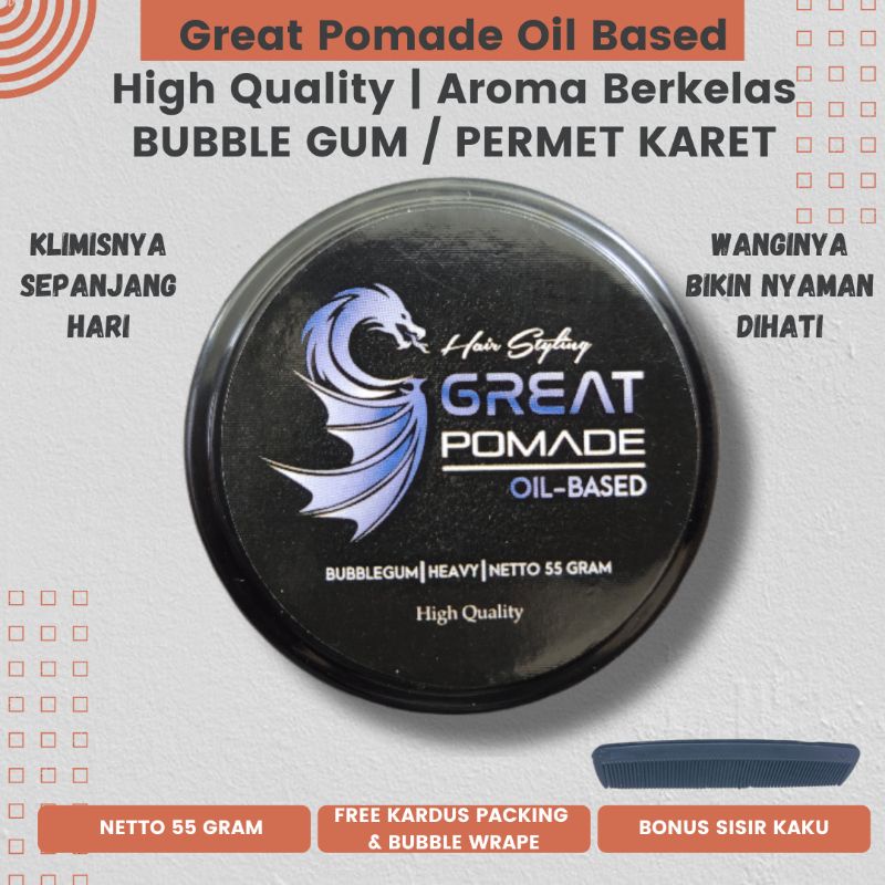 2 in 1 Great Pomade Oil Based High Quality Aroma Parfum Eropa Bonus Sisir Minimal Order 20 Pcs Harga Grosir