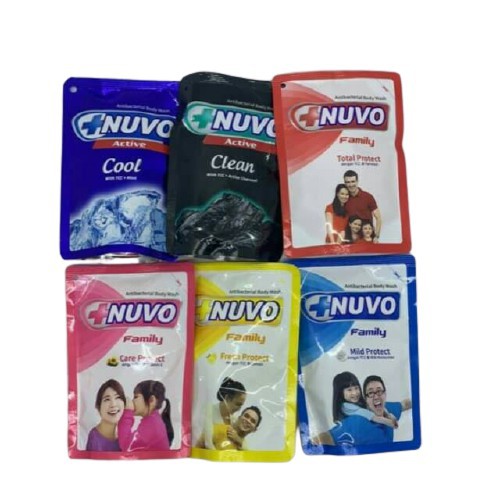 Sabun Mandi Cair Nuvo BODY WASH Refill POUCH 60ml &amp; 250ml anti bacterial 60 ml 250 ml Family Wings