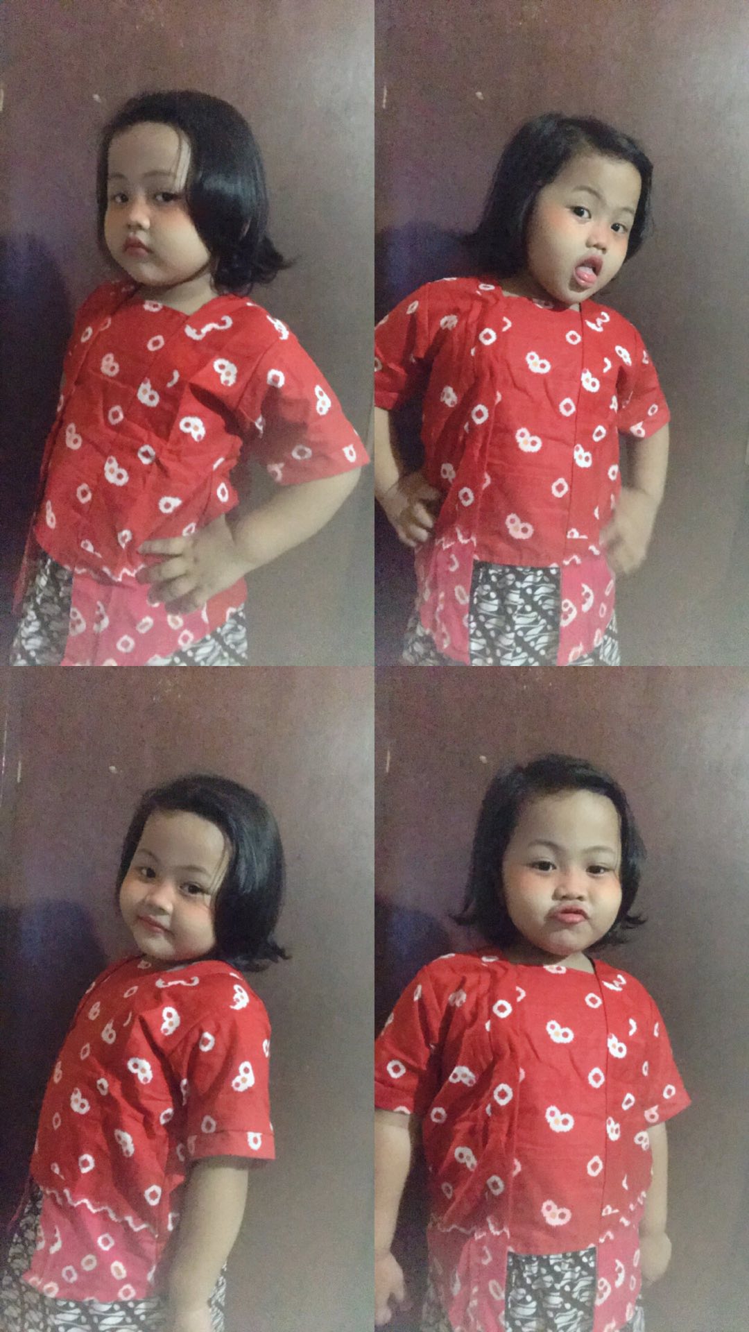 Setelan Batik Anak Cewek Bahan Katun Model Kutubaru Warna Marun Bac28