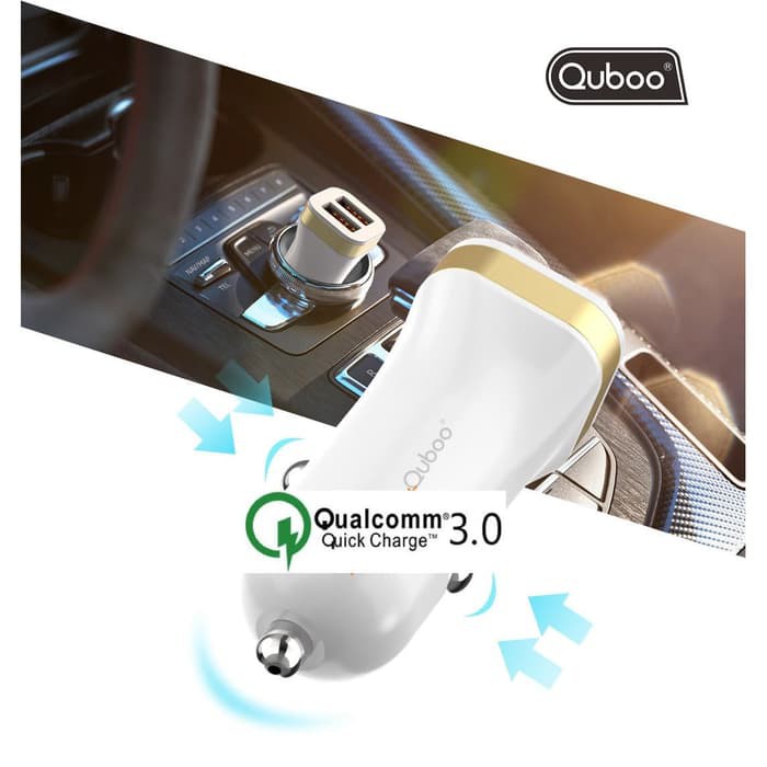 Quboo Car Charger QC3.0 Dual USB Ports Fast Quick Charging Adapter