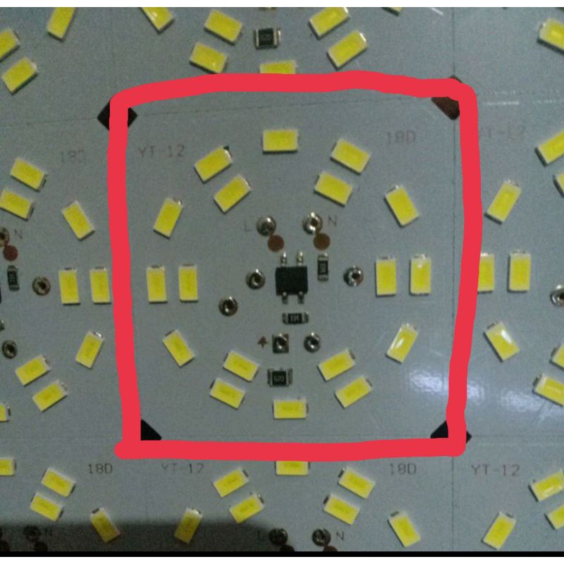 Lampu Led 12 watt AC PCB belum terpasang Elco dan kapasitor