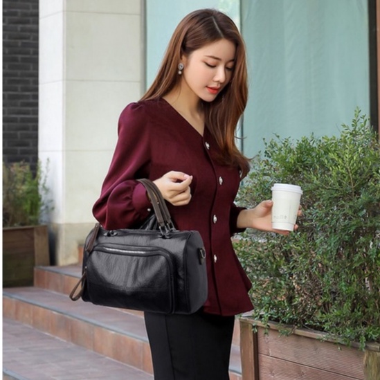 BJ15751 - BLACK/BROWN - TAS SLEMPANG JINJING TOTEBAG KEREN TAS WANITA FASHION IMPORT MODIS ELEGAN TERMURAH TERLARIS TERBARU BAGSTORE JAKARTA TAS BATAM CR7512 GT1858 LT1725 EL5751 BQ3544