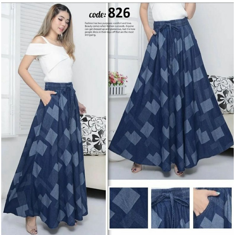 rok jeans payung motif - rok jeans jumbo - rok payung jumbo - rok jeans - rok jumbo