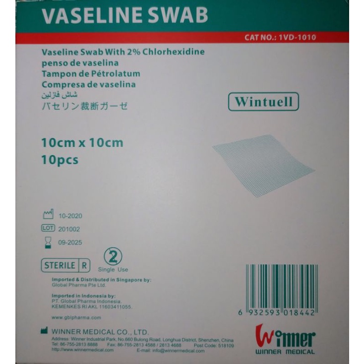 Vaseline Swab / Kasa Antibiotik Penutup Luka, ukuran 10cm x 10cm