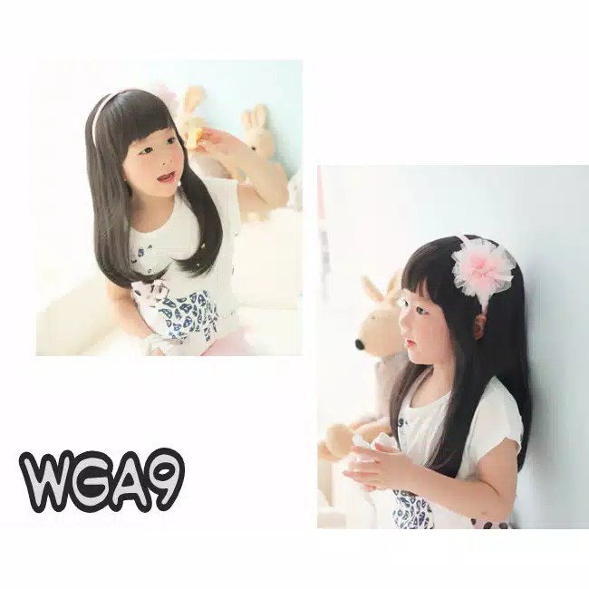 WIG RAMBUT PALSU ANAK PONI DEPAN LURUS PANJANG WARNA HITAM NO 9 DS KIDS WEAR