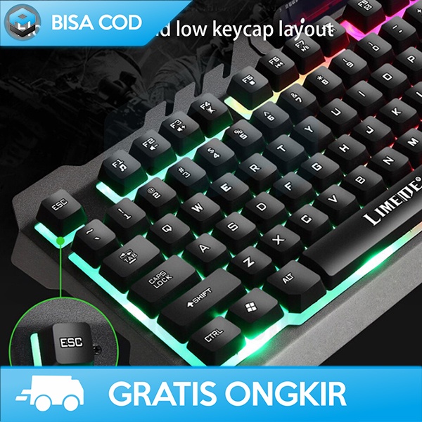 PAKET KEYBOARD MOUSE GAMING RETRO SMARTPHONE HOLDER LED RGB COMBO T21