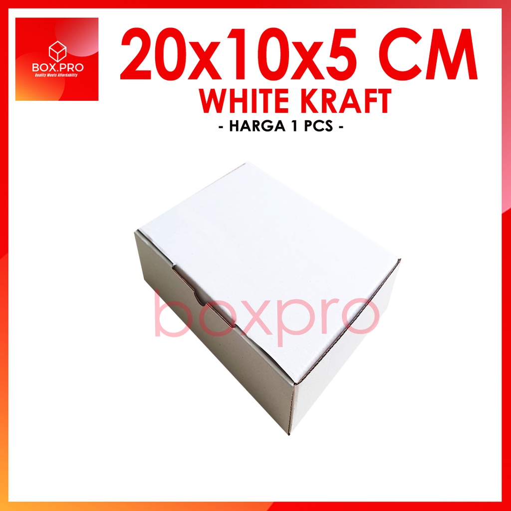 

Kardus PUTIH SIZE 20x10x5 cm (ECER) Die Cut Box Kotak Packing Aksesoris Baju Makanan Pizza Hijab