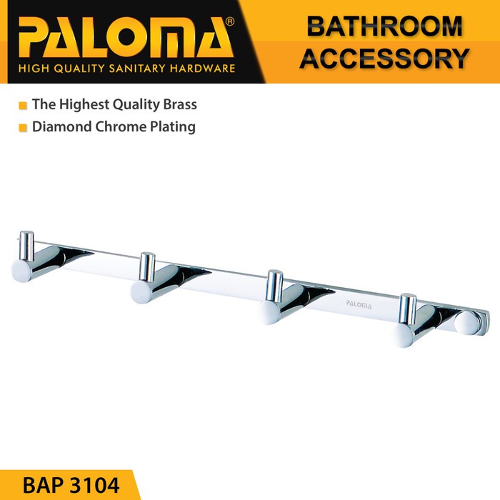 PALOMA BAP 3104 Kapstok Gantungan Baju Handuk Rak Hanger Mandi 4 Kait