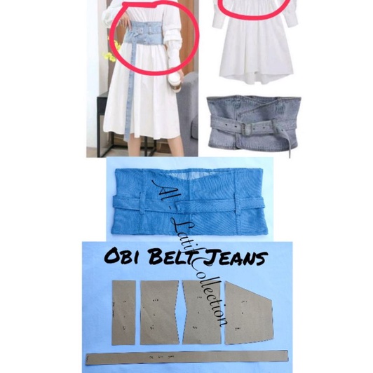 pola instan / pola jiplak Obi Belt Jeans