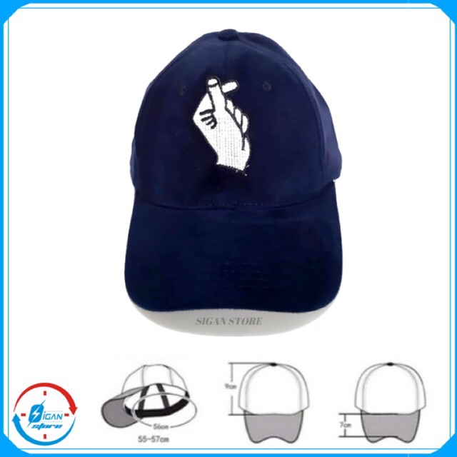 Topi Baseball Caps Bordir KPOP Hand FInger Korean Love Symbol